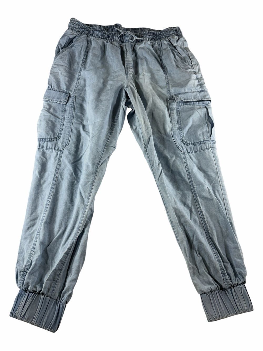INC International Concepts Sz L Mid Rise Elastic Waist Cargo Pants Jogger Blue